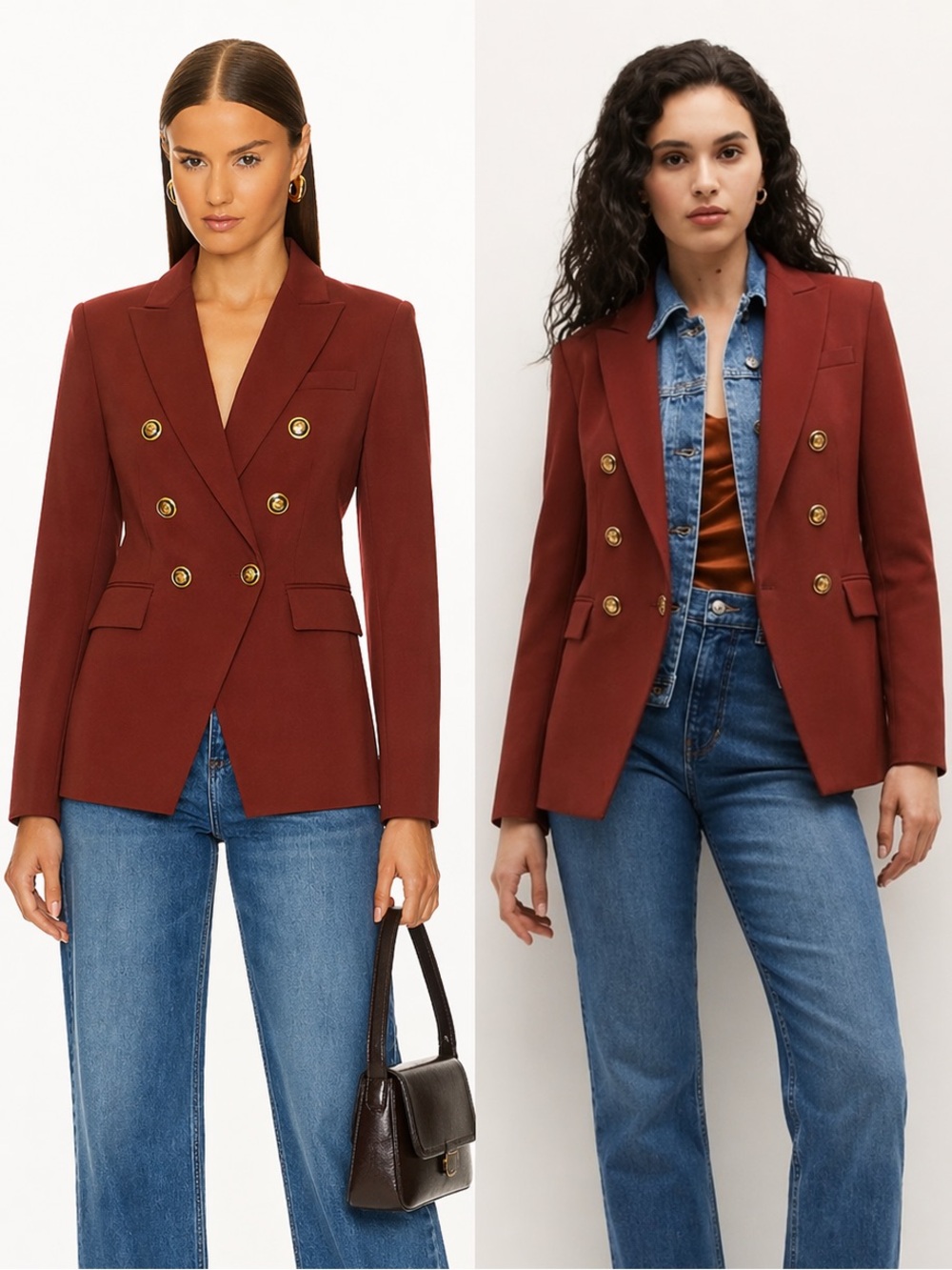 NEW Veronica Beard Miller Dickey Blazer Burnt Sienna Gold Button Jacket 8